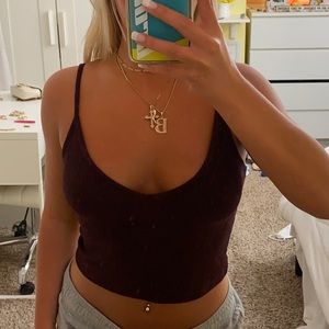 maroon spaghetti strap